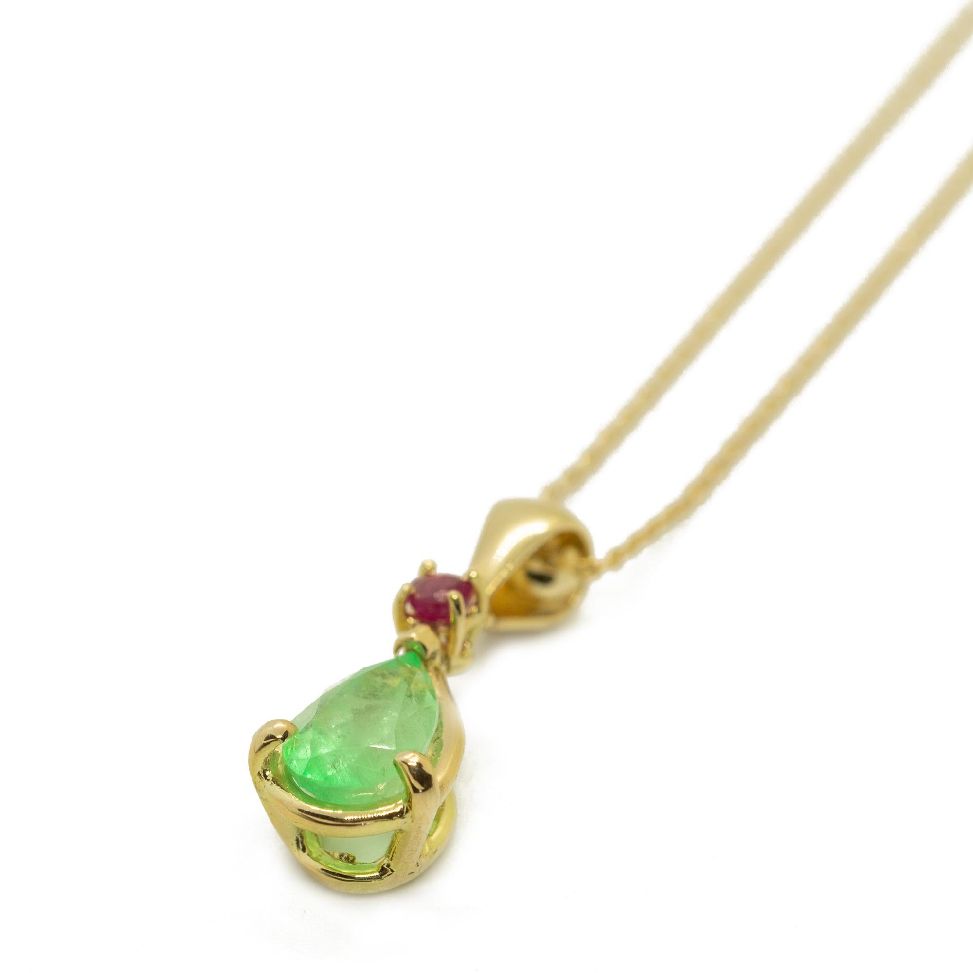 Intini Jewels Natural Colombian Emerald 18K Gold Ruby Pendant Cocktail Necklace In New Condition In Milano, IT