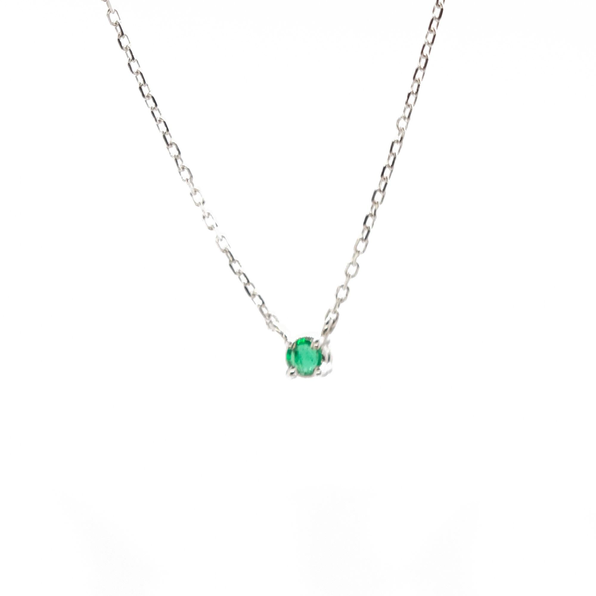 Intini Jewels Chic Cocktail-Halskette aus 18 Karat Weißgold mit natürlichem Smaragd von Intini Damen im Angebot