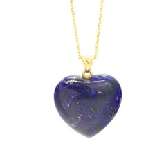 Intini Jewels Natural Lapis Lazuli Heart 19 Karat Yellow Gold Chain Necklace