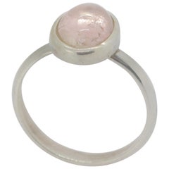 Intini Jewels Natural Pink Tourmaline Oval Cabochon Sterling Silver Chic Ring