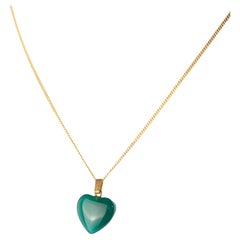 Intini Jewels Natural Quartz Heart Pendant 18 Karat Gold Chain Love Necklace