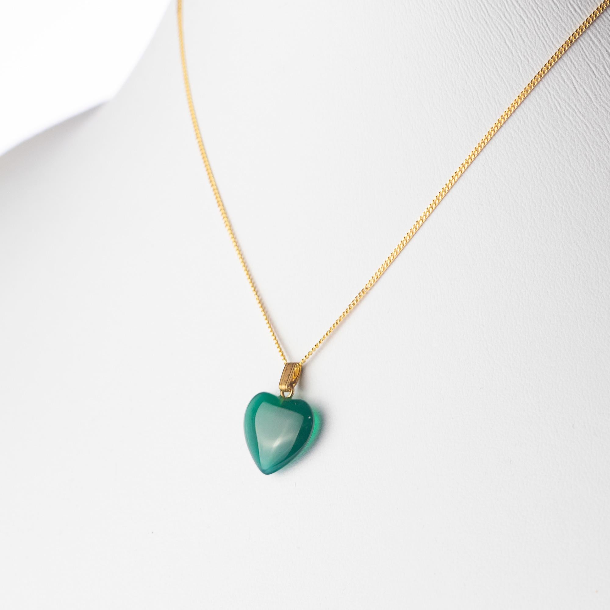 Romantic Intini Jewels Natural Quartz Heart Pendant 9 Karat Gold Chain Love Necklace