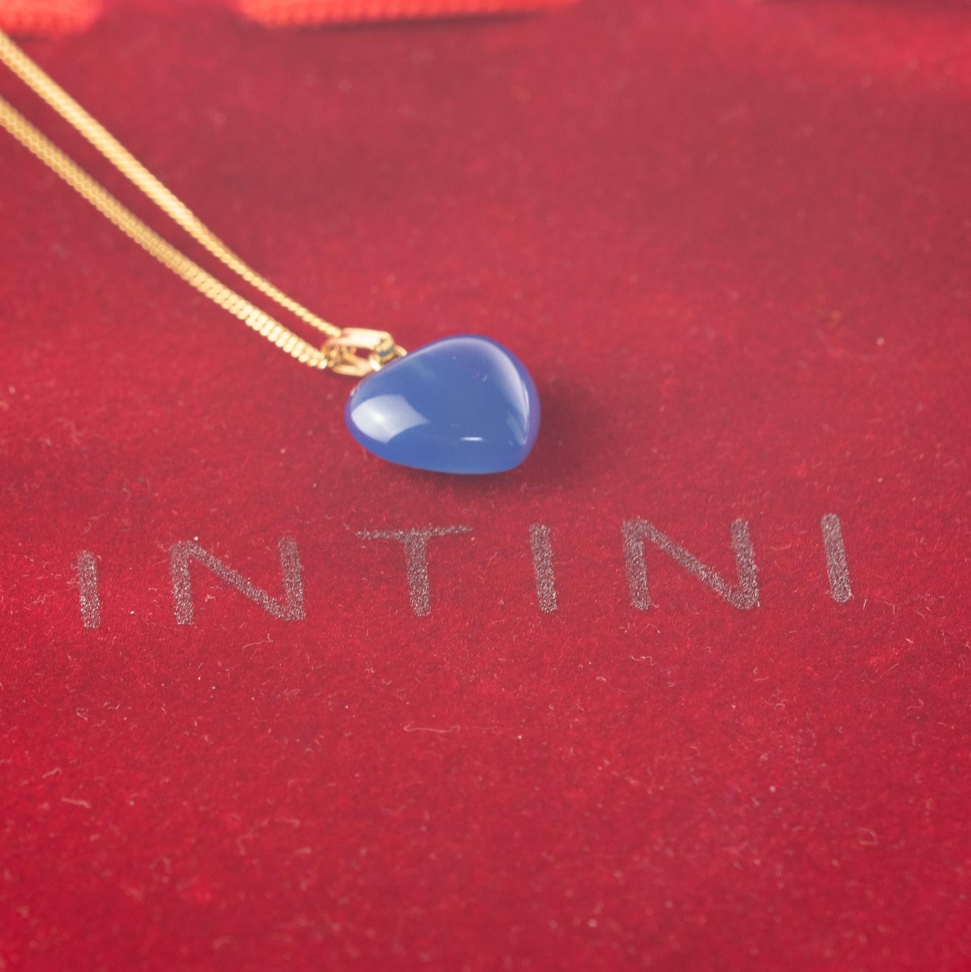 Intini Jewels Natural Quartz Heart Pendant 9 Karat Gold Chain Love Necklace In New Condition For Sale In Milano, IT