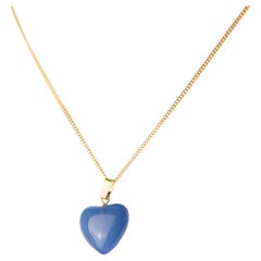 Intini Jewels Natural Quartz Heart Pendant 9 Karat Gold Chain Love Necklace