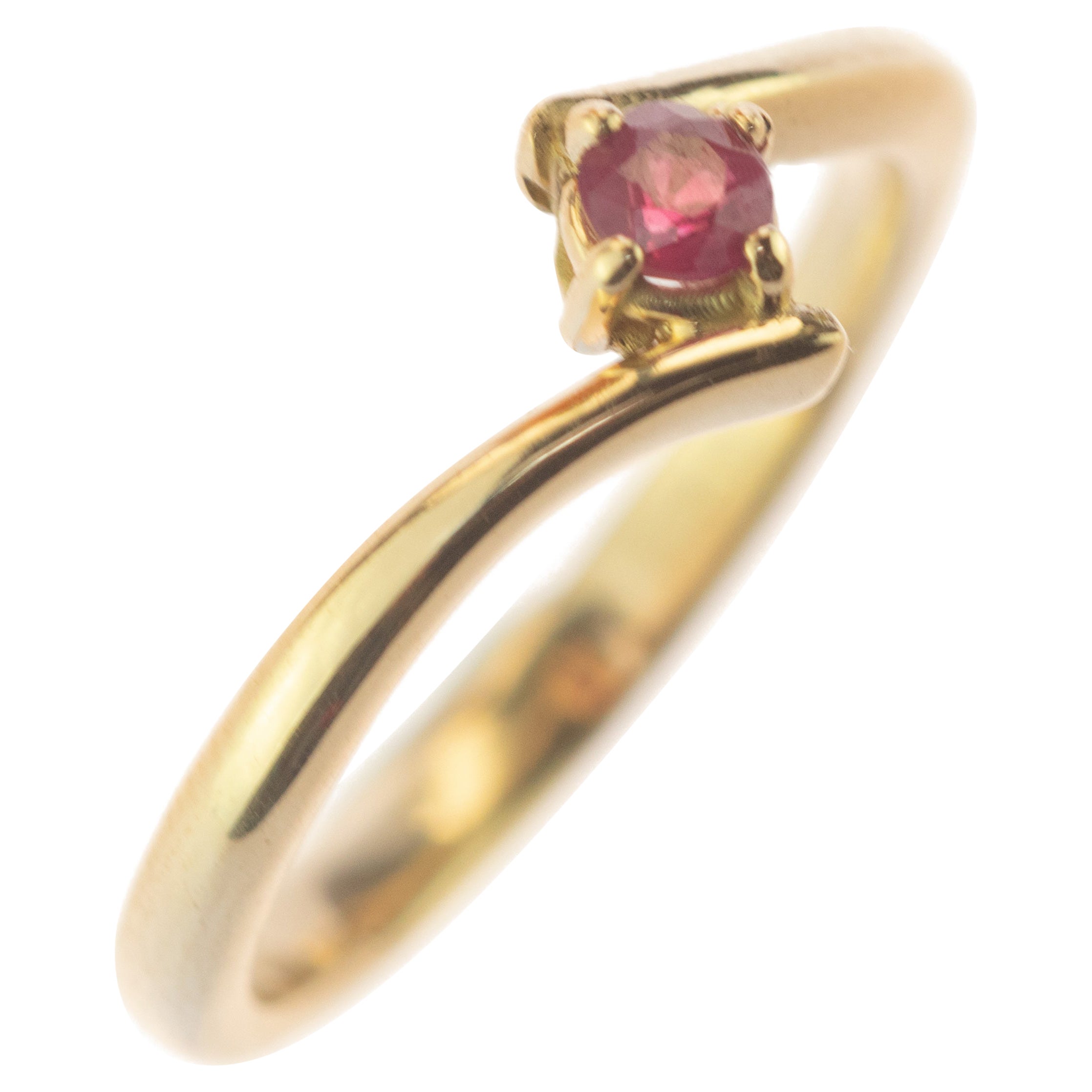 Intini Jewels, bague Contrarie moderne en or jaune 18 carats avec rubis naturel