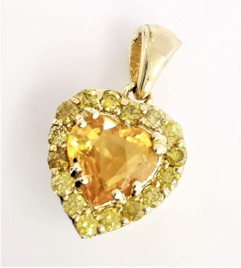 Intini Jewels Natural Sapphire Heart Diamonds 14K Yellow Gold Romantic