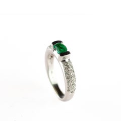 Intini Jewels Bague cocktail solitaire en or blanc 18 carats avec émeraude ovale et diamants