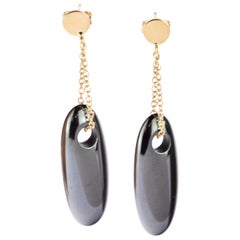 Intini Jewels - Orecchini a goccia ovali in ematite e ciambella in oro giallo 18 carati