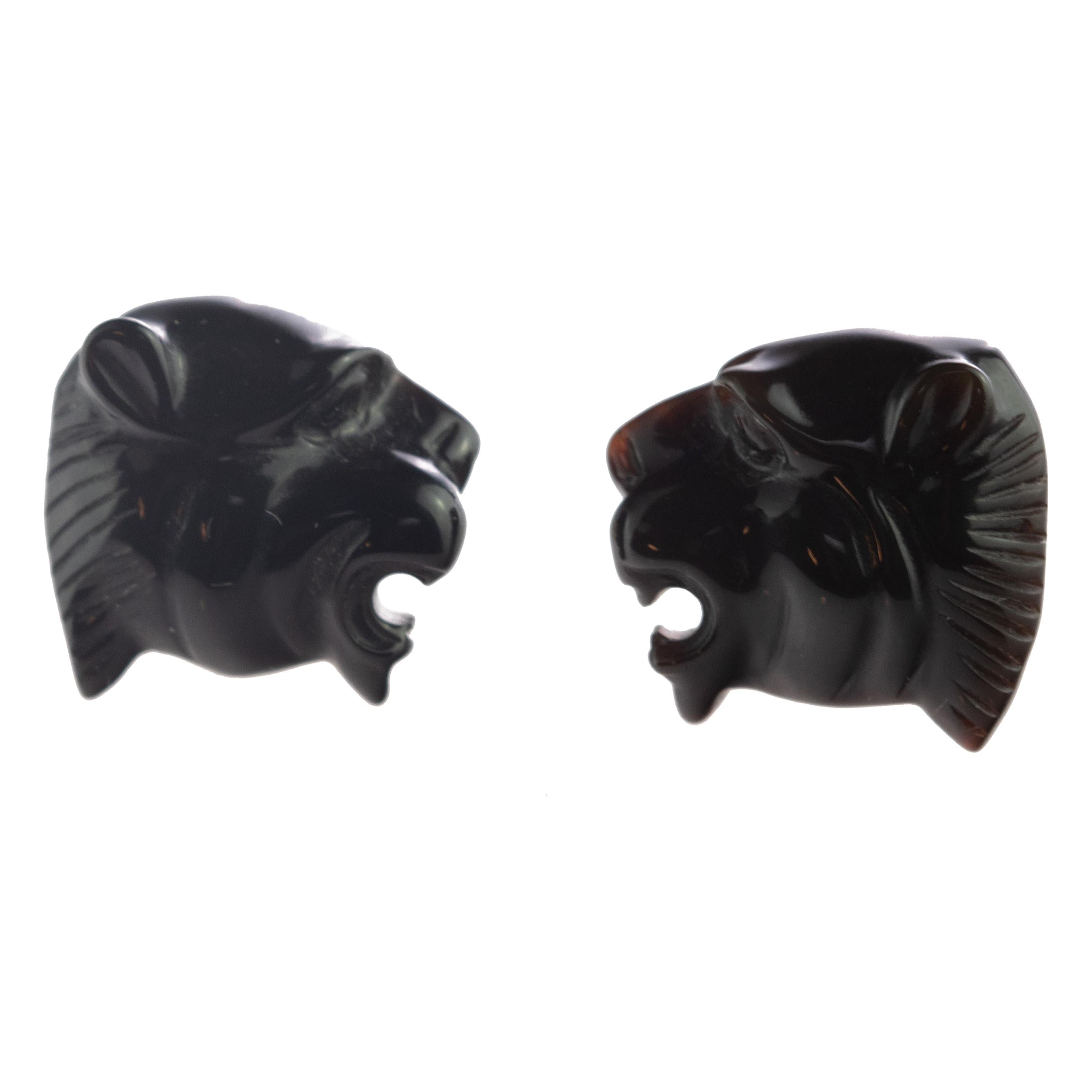 Intini Jewels Panther, orecchini in oro 14 carati con agata nera, fatti a mano in Italia