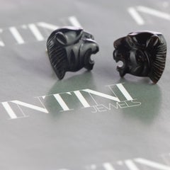 Intini Jewels Panther, orecchini in oro 18 carati con agata nera, fatti a mano in Italia