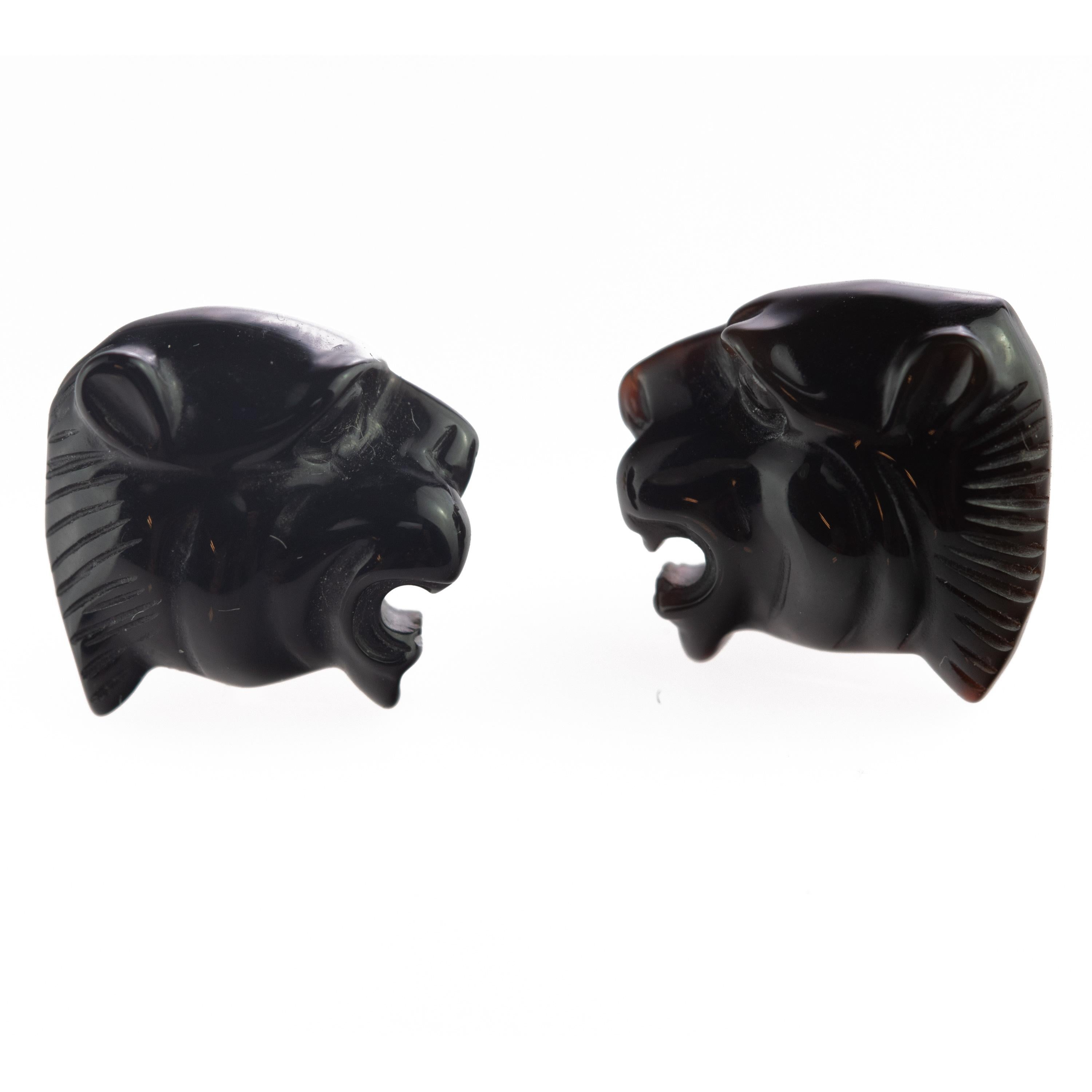 Intini Jewels Panther, orecchini in oro 18 carati con agata nera, fatti a mano in Italia in vendita 2