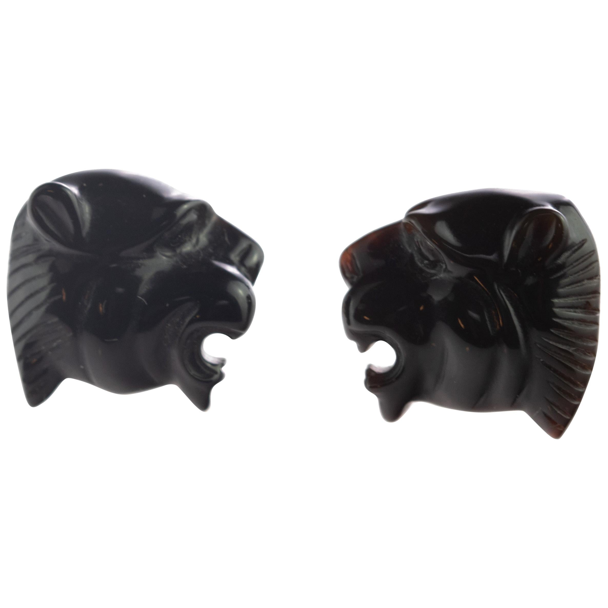 Intini Jewels Panther, orecchini in oro 18 carati con agata nera, fatti a mano in Italia