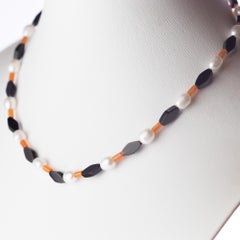 Intini Jewels Pearl Agate Aventurine 18 Karat Gold Cocktail Handmade Necklace
