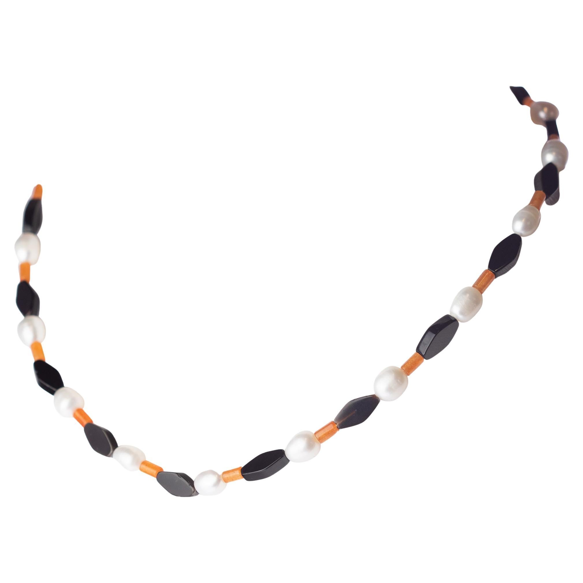 Intini Jewels Collier cocktail fait main en or 18 carats avec perles, agate et aventurine