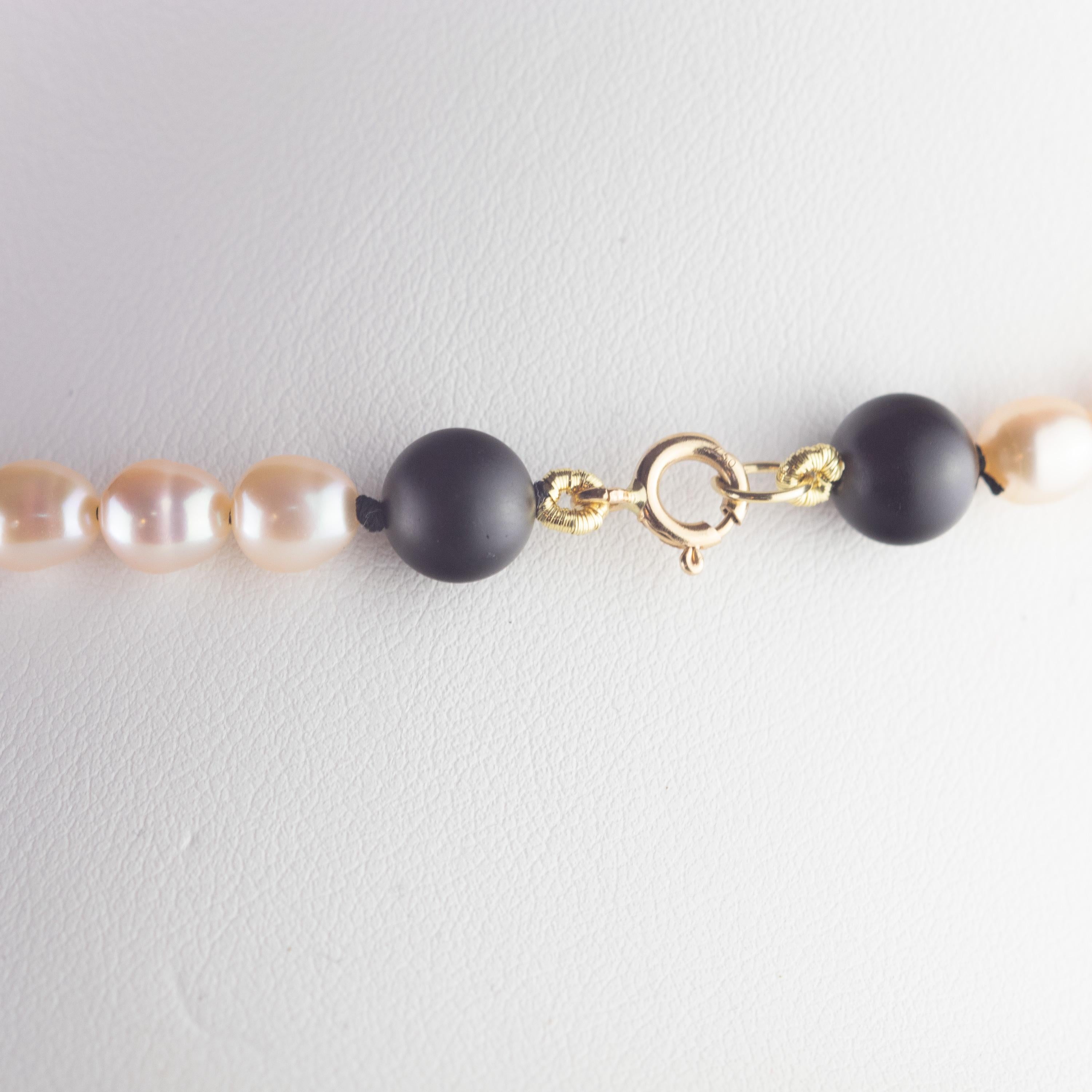 Intini Jewels Collana moderna in oro giallo 14 carati con perle, agata e cristalli di rocca in vendita 2