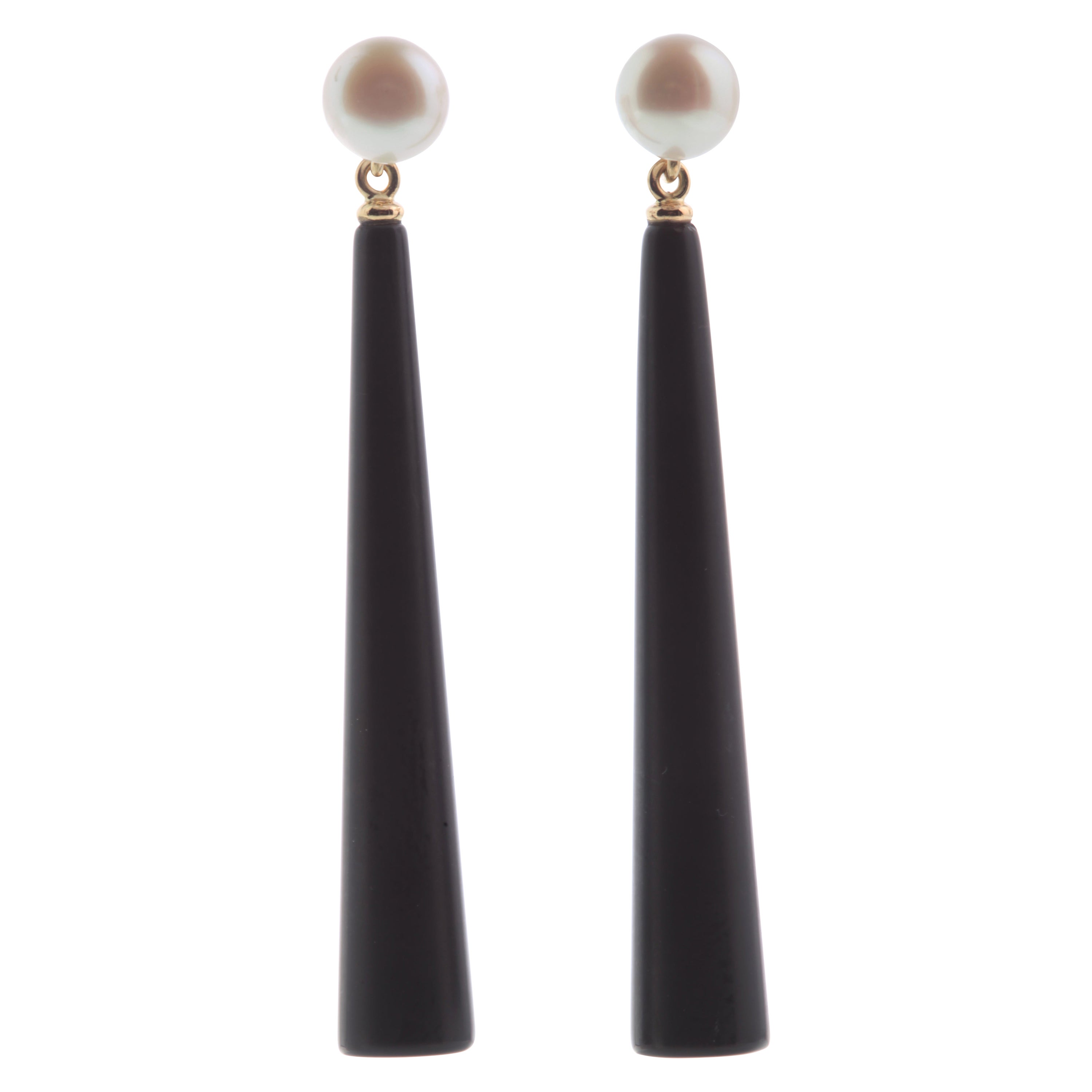 Intini Jewels Orecchini a goccia con perla e agata nera in oro 18 carati