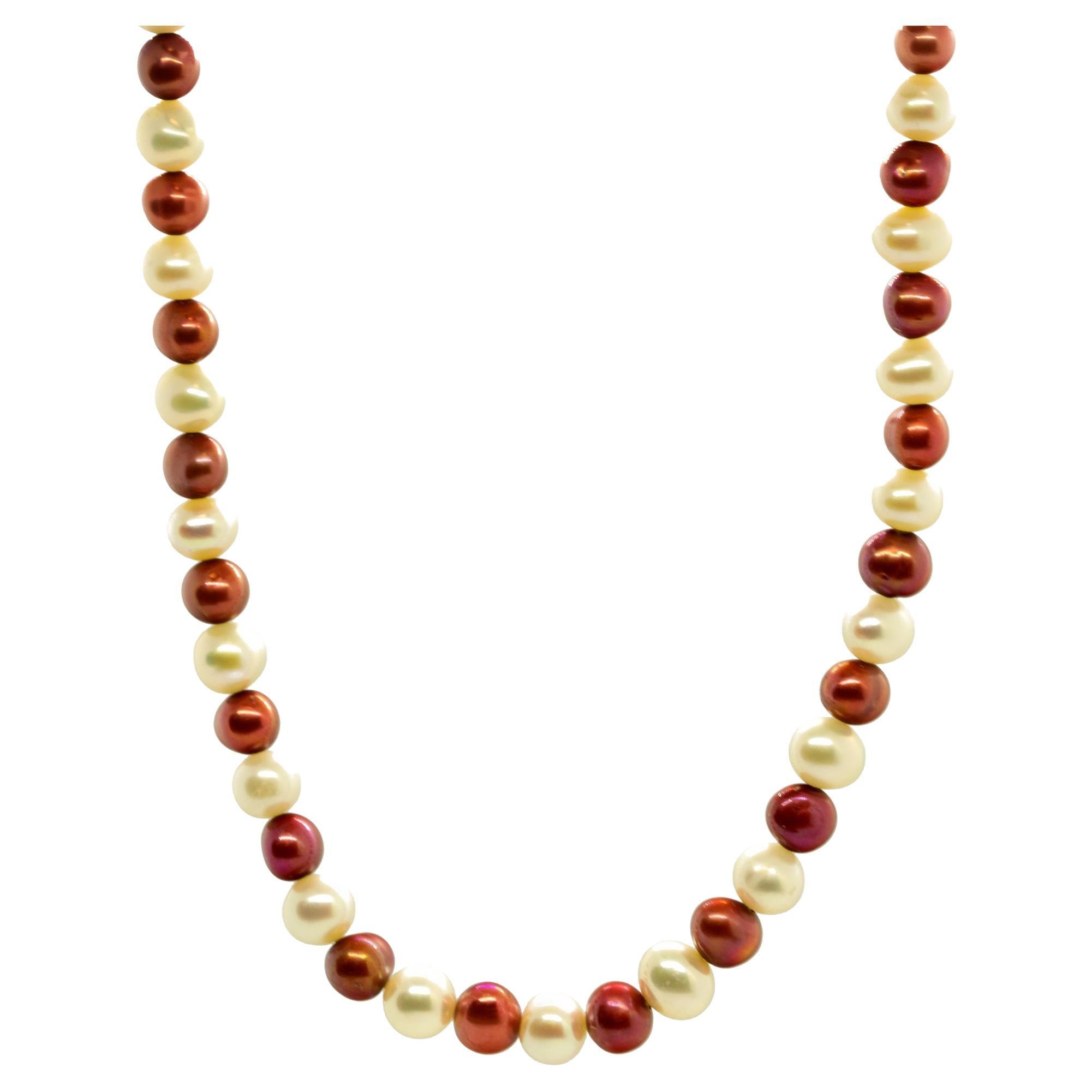 Intini Jewels Collana di perle in oro 18 carati con chiusura in oro Boho Chic Deco