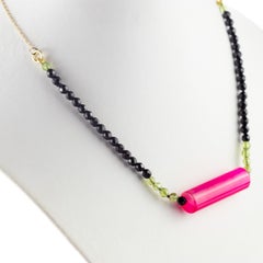 Intini Jewels Peridot Agate 18 Karat Yellow Gold Chain Cocktail Chic Necklace