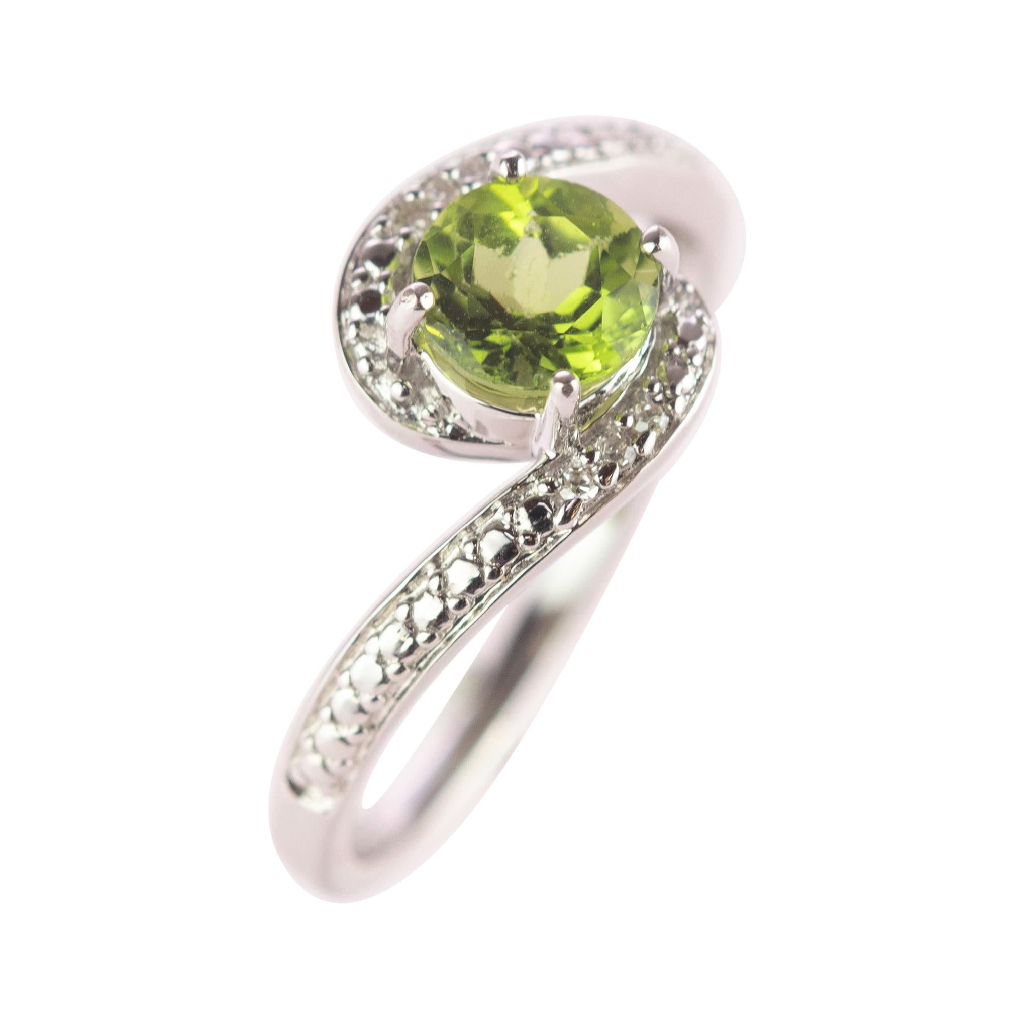 Intini Jewels Peridot Diamond 9 Karat Gold Vintage Contrarie Cocktail Italy Ring For Sale
