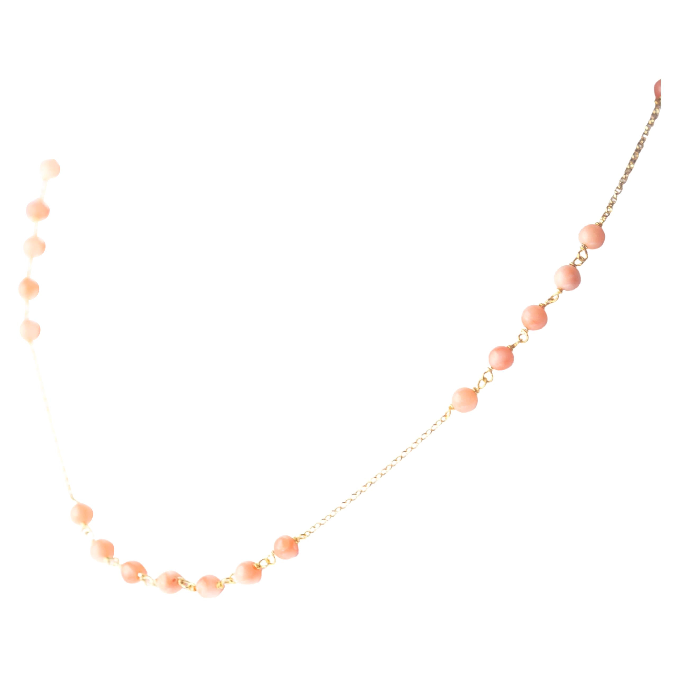 Intini Jewels Collier cocktail à chaîne en or jaune 18 carats avec sphères de corail rose