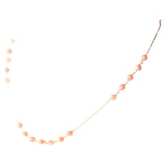 Intini Jewels Pink Coral Spheres 18 Karat Yellow Gold Chain Cocktail Necklace