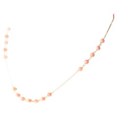 Intini Jewels Pink Coral Spheres Golden Plate Minimalist Chain Cocktail Necklace