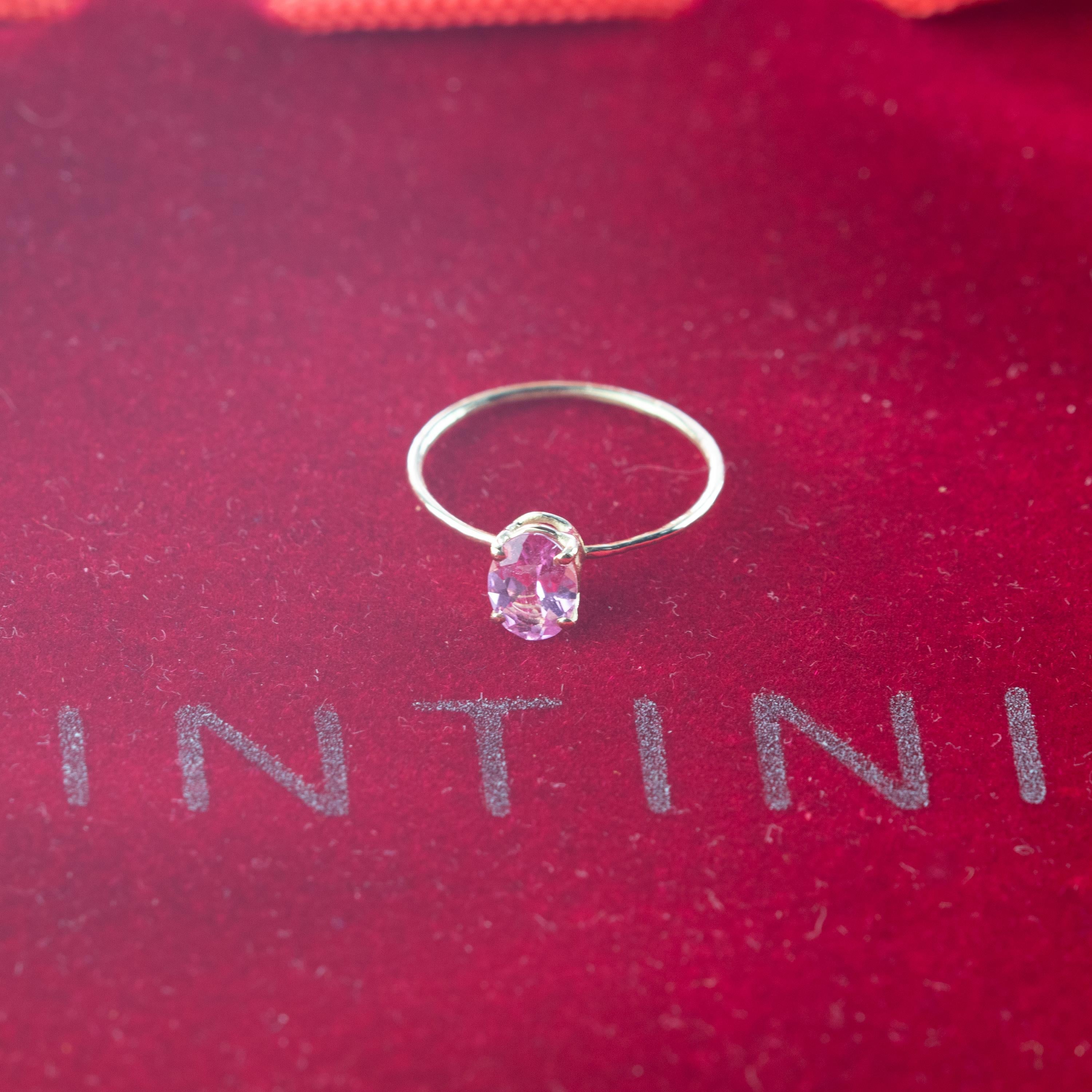 Intini Jewels Pink Oval Tourmaline 14 Karat Yellow Gold Cocktail Handmade Ring In New Condition For Sale In Milano, IT