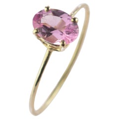 Intini Jewels Bague cocktail en or jaune 14 carats et tourmaline ovale rose, faite à la main