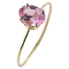 Intini Jewels Bague cocktail en or jaune 18 carats et tourmaline ovale rose, faite à la main