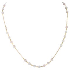 Intini Jewels Pink Quartz Sphere 18 Karat Yellow Gold Chain Handmade Necklace