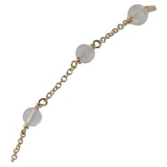 Intini Jewels Pink Quartz Sphere Gold Plate Chain Handmade Chic Anklet Bracelet