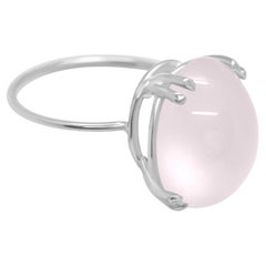 Intini Jewels Pink Quartz Sterling Silver Precious Solitaire Cocktail Oval Ring
