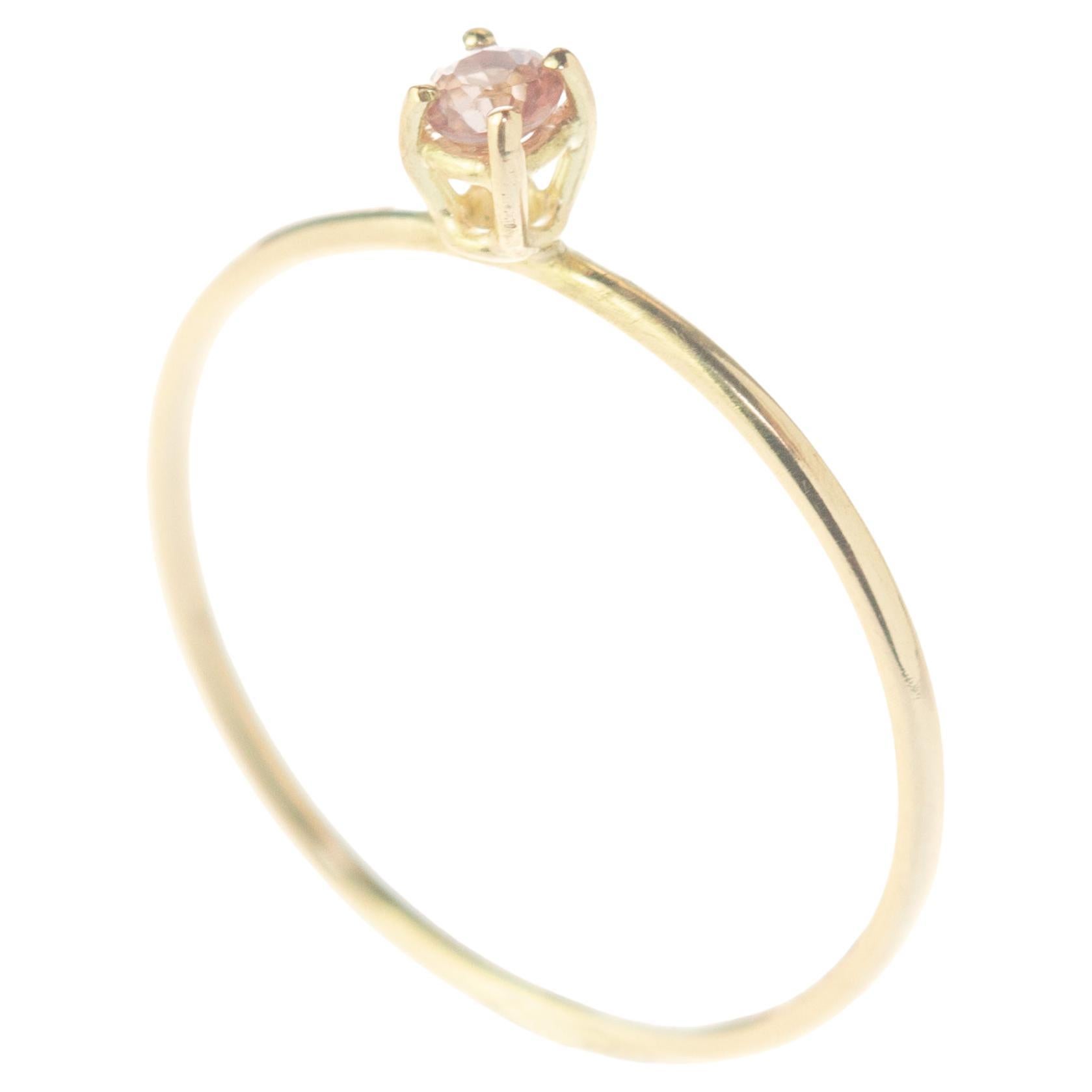 Intini Jewels Bague joaillerie moderne et chic en or 14 carats avec saphir rose, faite à la main