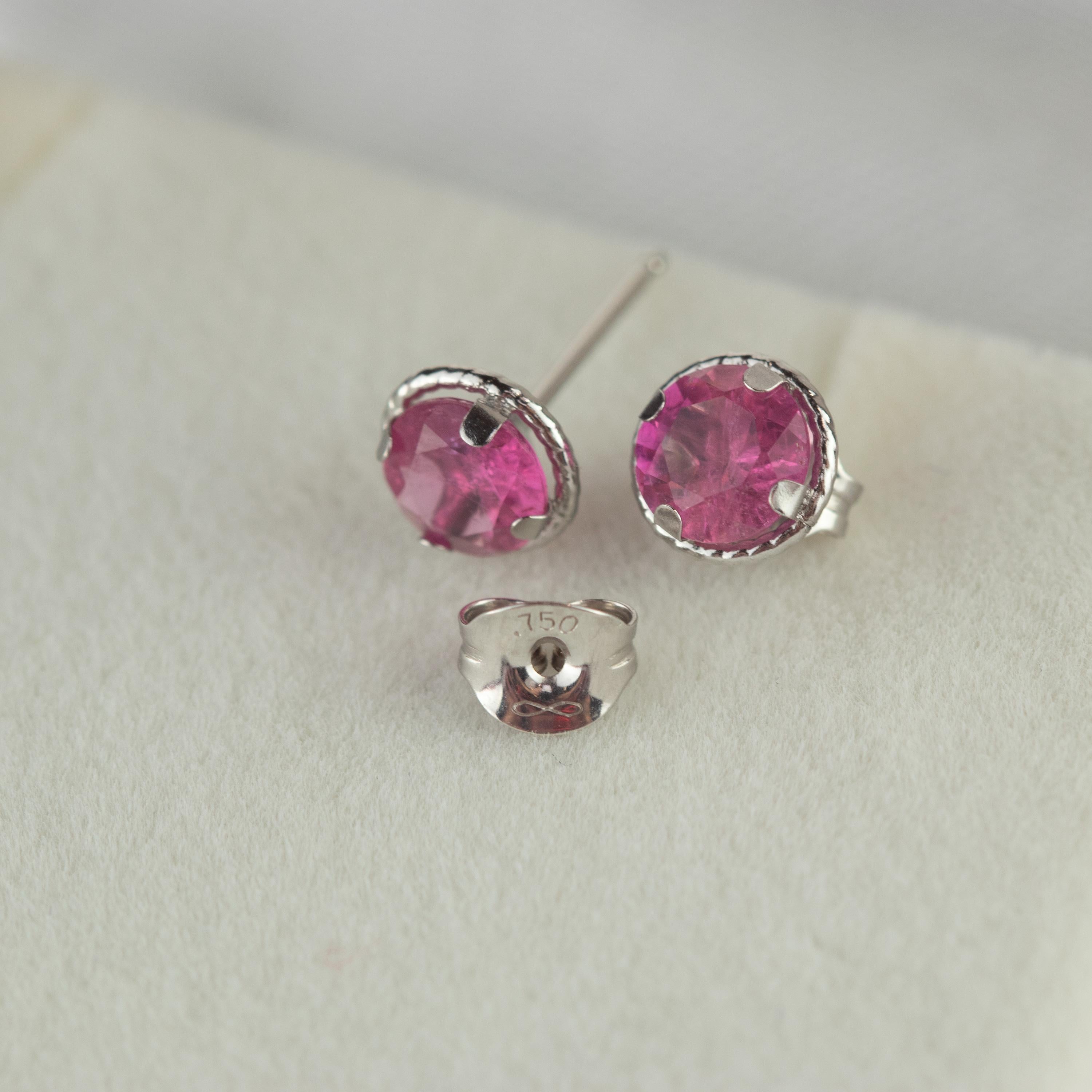 Ohrstecker aus 18 Karat Weißgold mit rosa Turmalin und Brillanten von Intini Jewels im Angebot 4