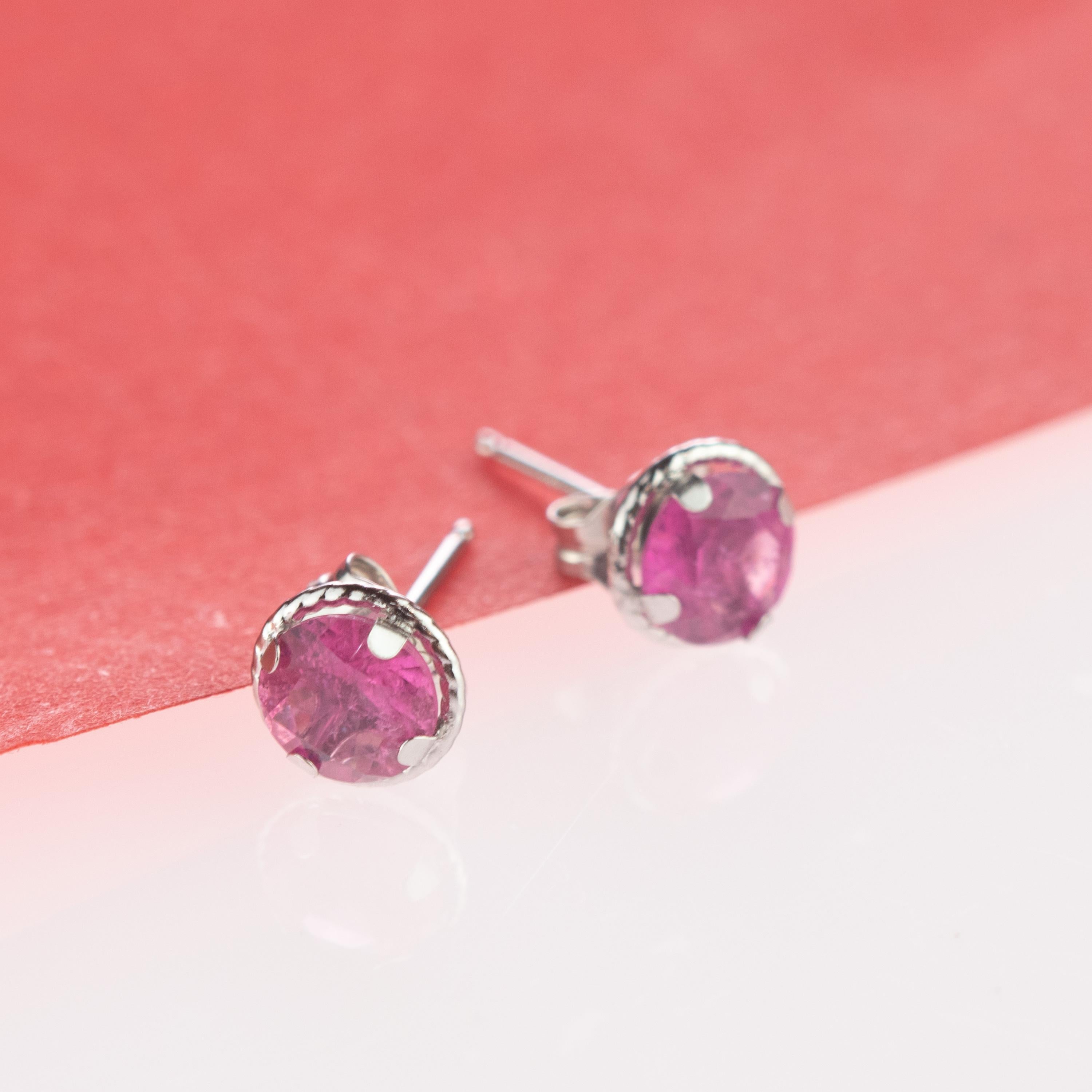 Ohrstecker aus 18 Karat Weißgold mit rosa Turmalin und Brillanten von Intini Jewels (Brillantschliff) im Angebot