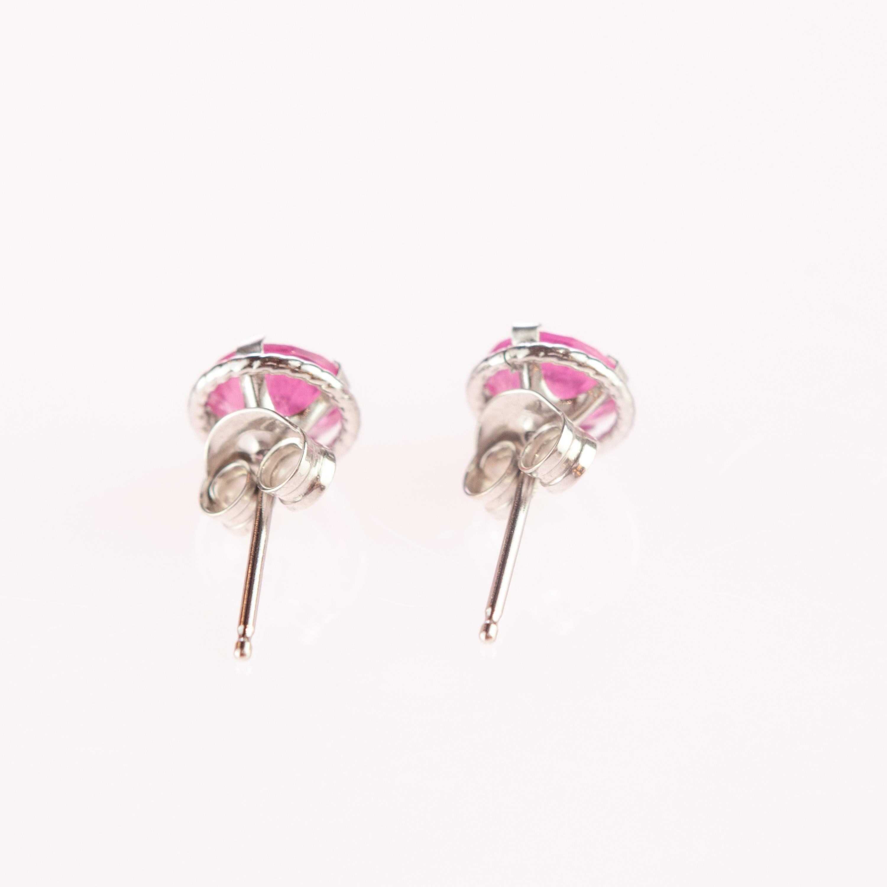 Ohrstecker aus 18 Karat Weißgold mit rosa Turmalin und Brillanten von Intini Jewels im Angebot 2