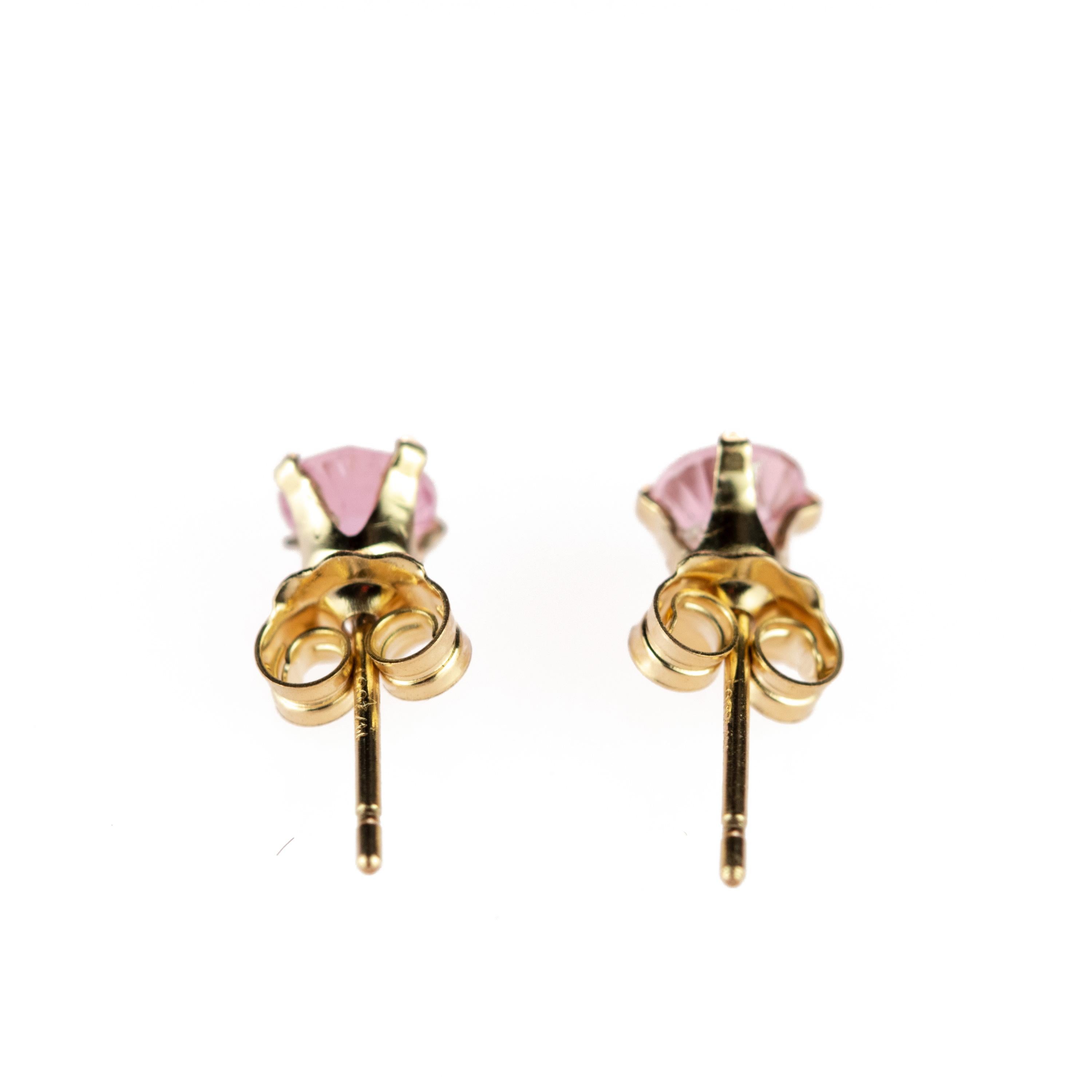 Intini Jewels Pink Tourmaline Point of Light 14 Karat Gold Filled Stud Earrings In New Condition For Sale In Milano, IT