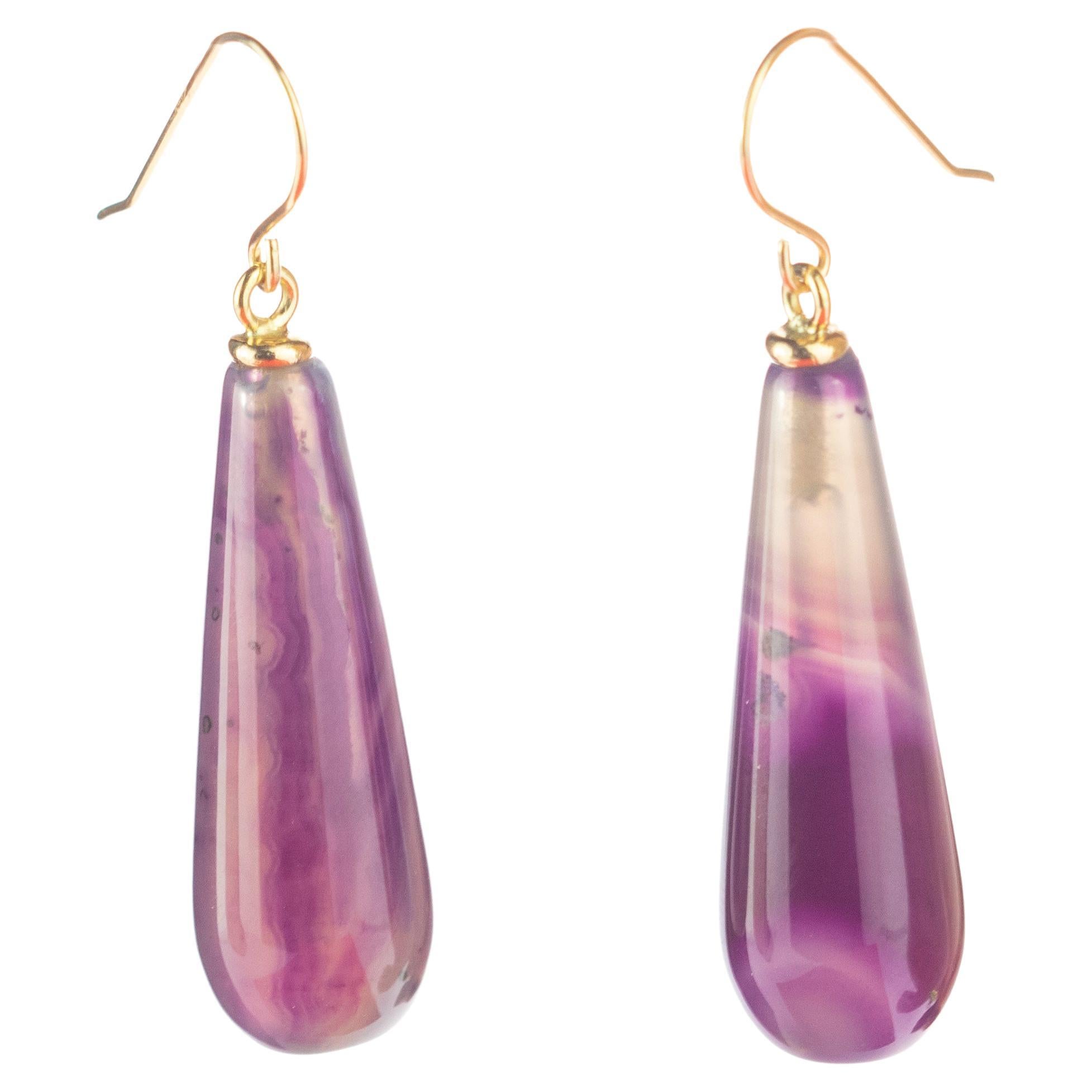 Intini Jewels - Agata viola - Oro giallo 18 carati - Orecchini pendenti Boho