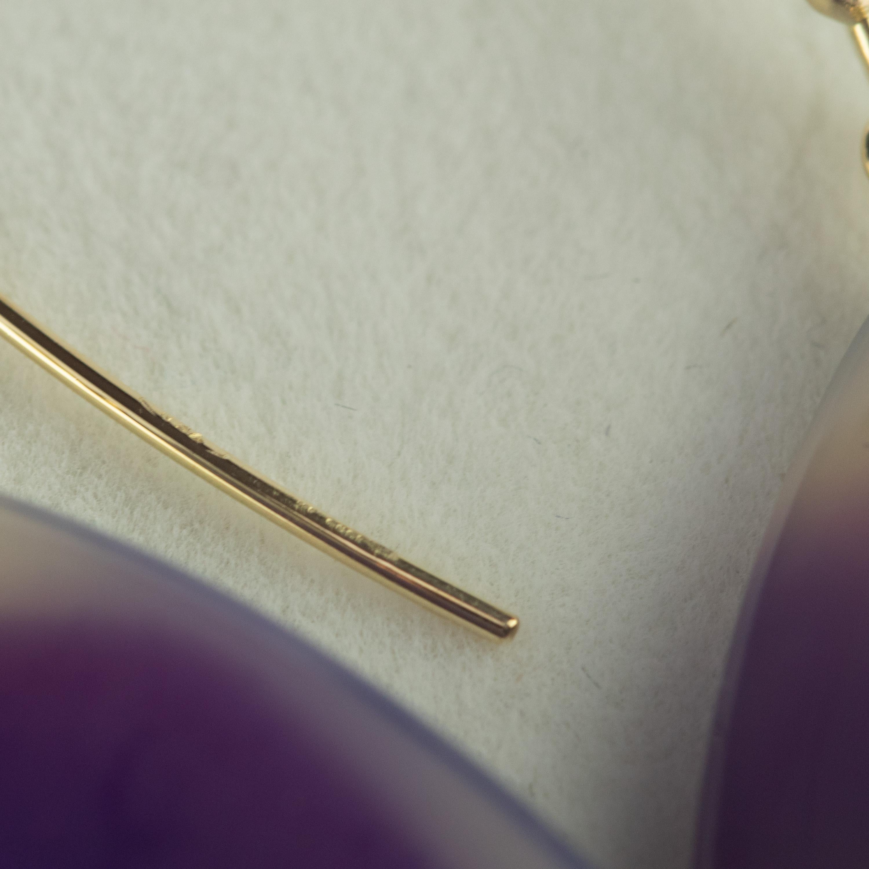 Intini Jewels Boucles d'oreilles en goutte d'oreilles en or jaune 18 carats avec agate blanche pourpre et poire Pour femmes en vente