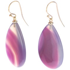 Intini Jewels Purple White Agate 18 Karat Yellow Gold Pear Tear Drop Earrings