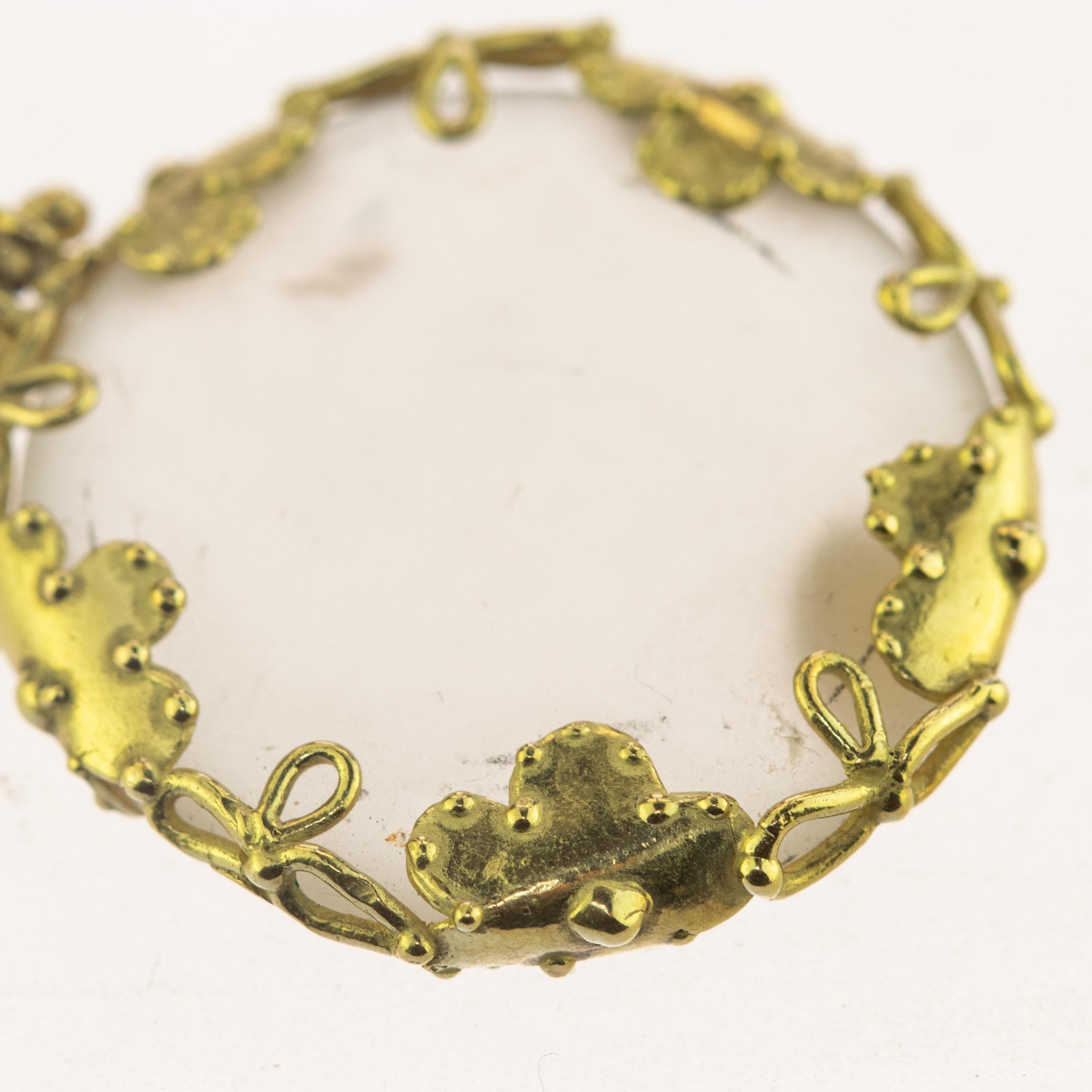 Intini Jewels Pendentif fleur en or 18 carats, quartz, cristal de roche et quartz, fait à la main en vente 1