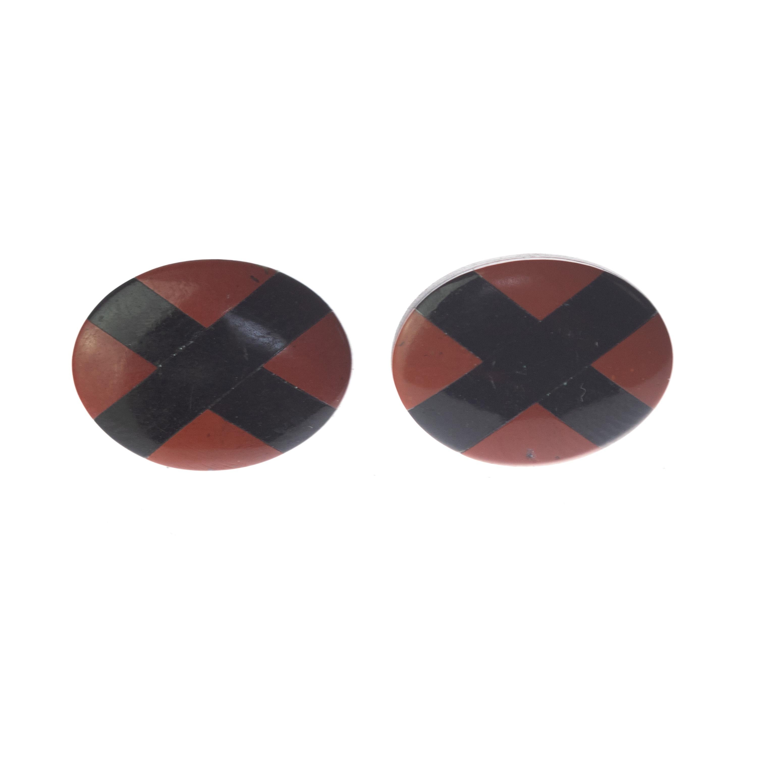 Astonishing and gorgeous red oval jasper stud earrings. Carved and colored with a black cross which evokes a traditional chess board the italian handmade jewelry work.

Jasper is a stress relieving stone; relaxing, soothing and calming to the