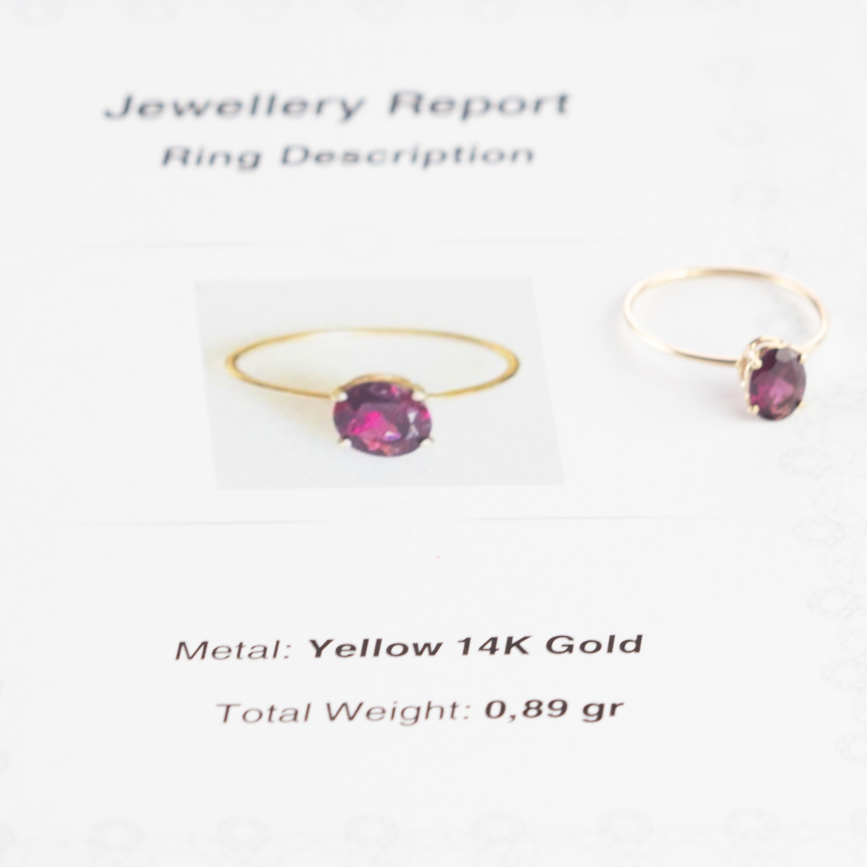 Intini Jewels Bague cocktail en or jaune 14 carats et rhodolite violette Viola, faite à la main en vente 1