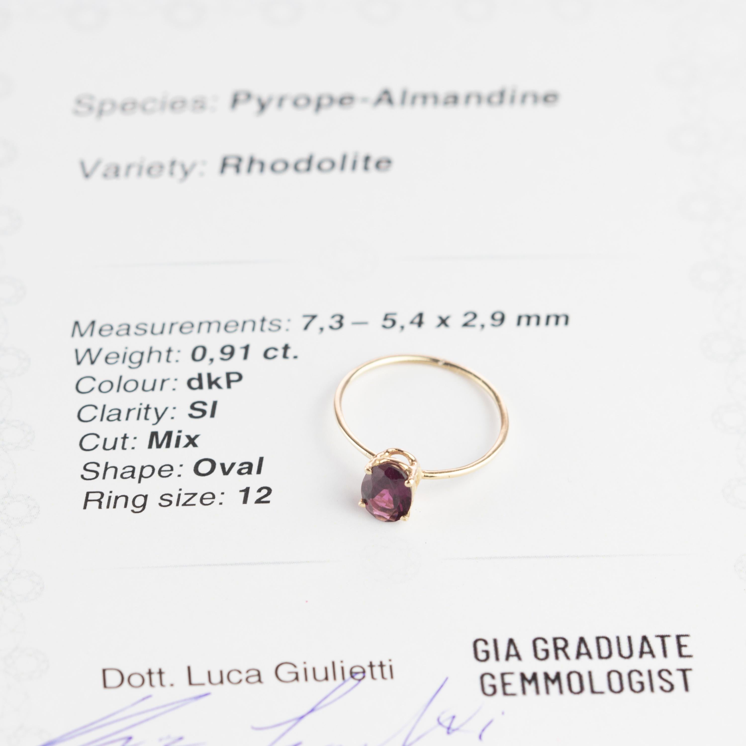 Intini Jewels Bague cocktail en or jaune 14 carats et rhodolite violette Viola, faite à la main en vente 2