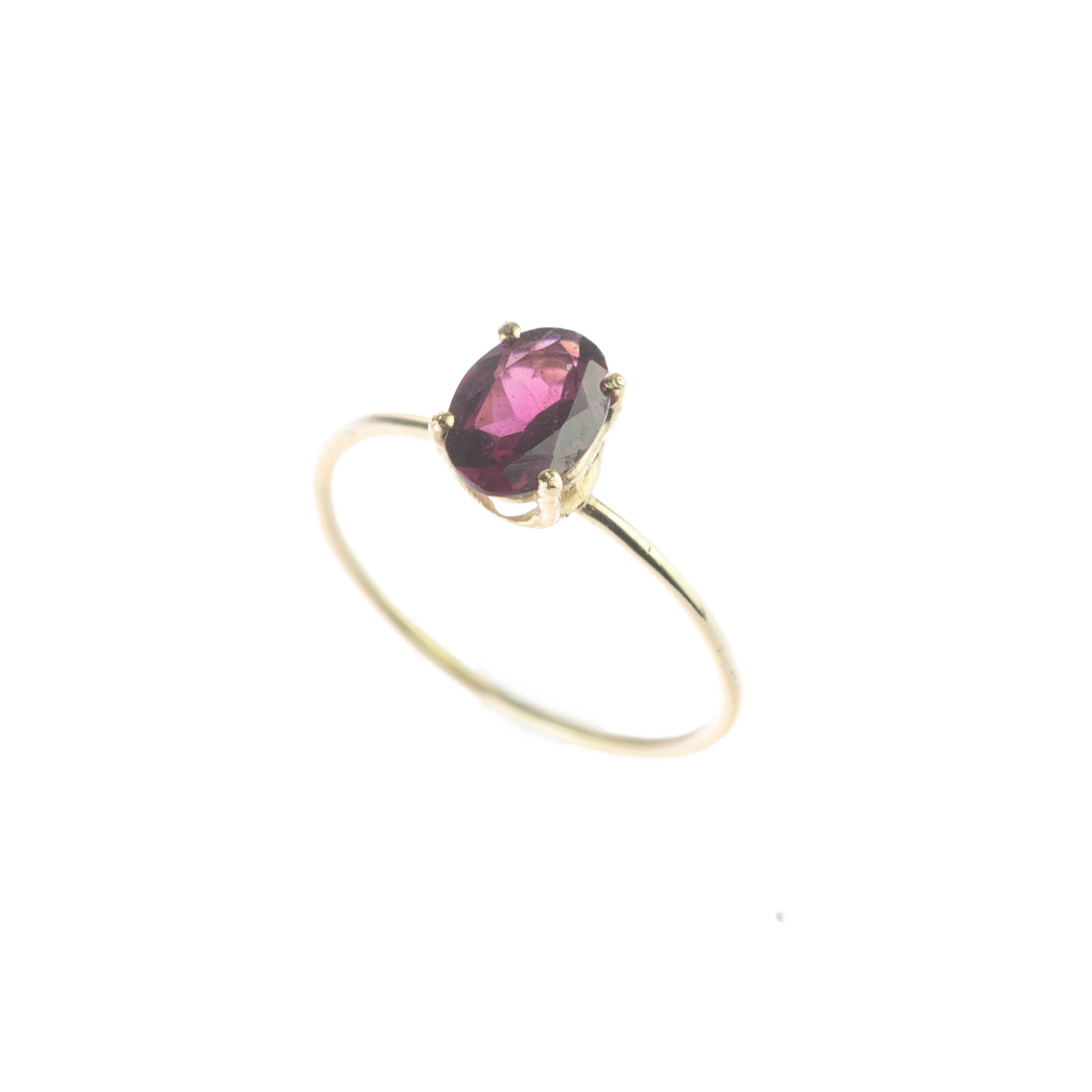 Intini Jewels Bague cocktail en or jaune 14 carats et rhodolite violette Viola, faite à la main en vente 3
