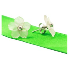 Intini Jewels Rock Crystal Carved Flower Stud Silver Crafted Girl Gift Earrings