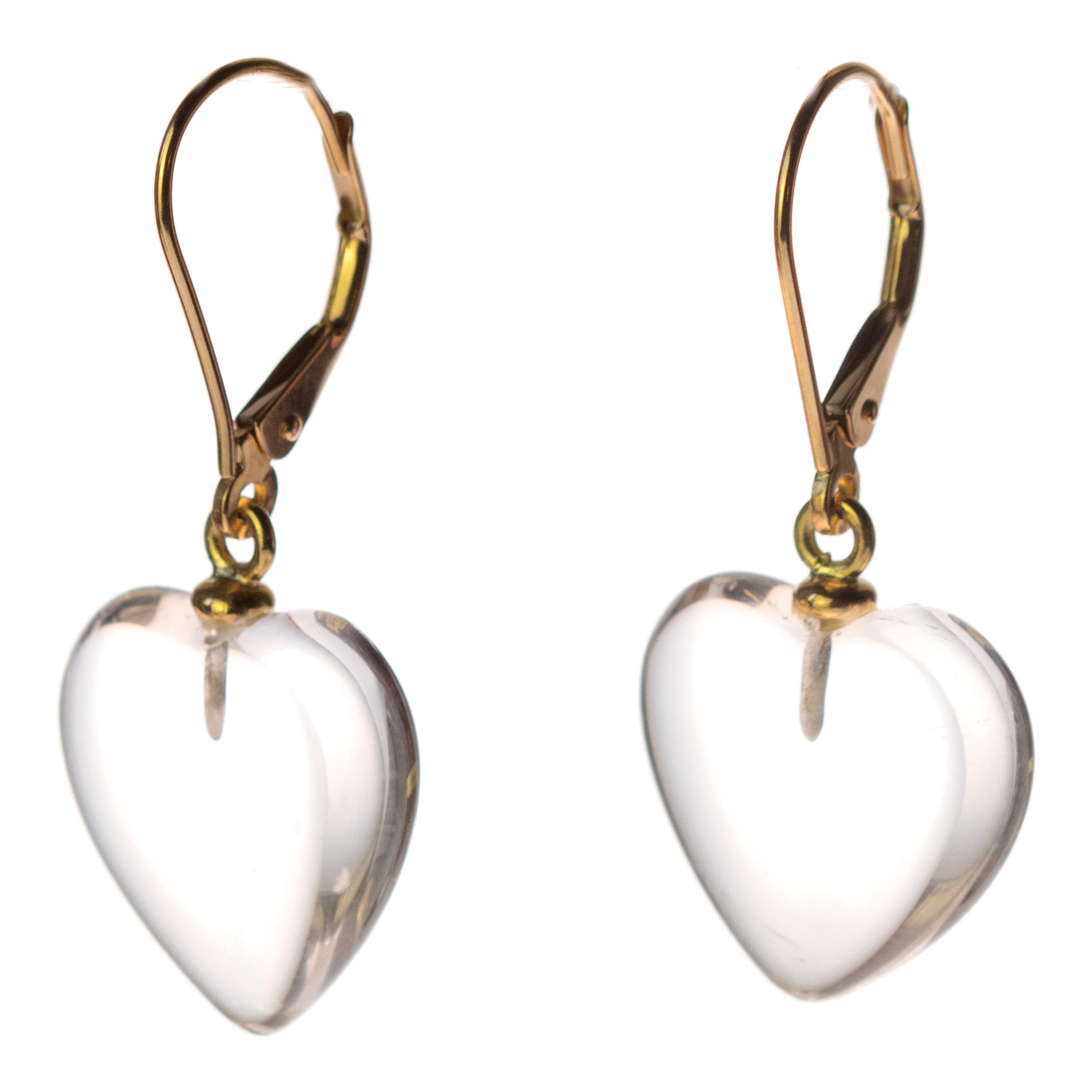 Intini Jewels Cuore di cristallo di rocca in oro 18 carati - Orecchini a goccia Love Leverback Boho