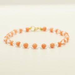 Intini Jewels Rock Crystal Pink Coral Boho Chic Deco Gold White Quartz Bracelet
