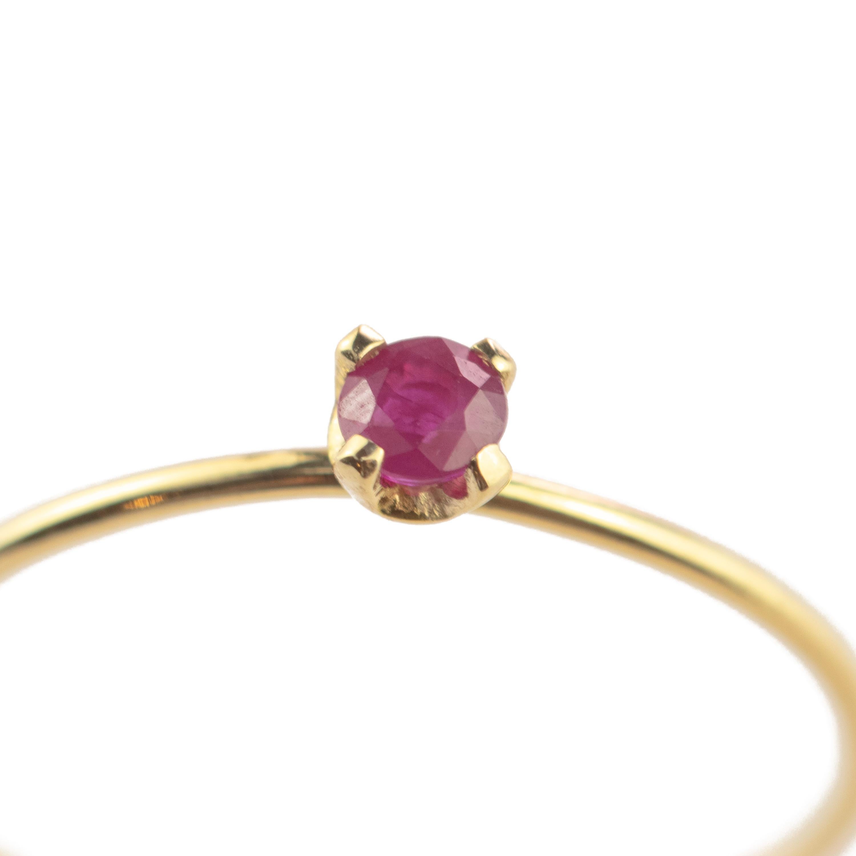 Intini Jewels Ruby 18 Karat Yellow Gold Band Handmade Boho Modern Ring In New Condition For Sale In Milano, IT