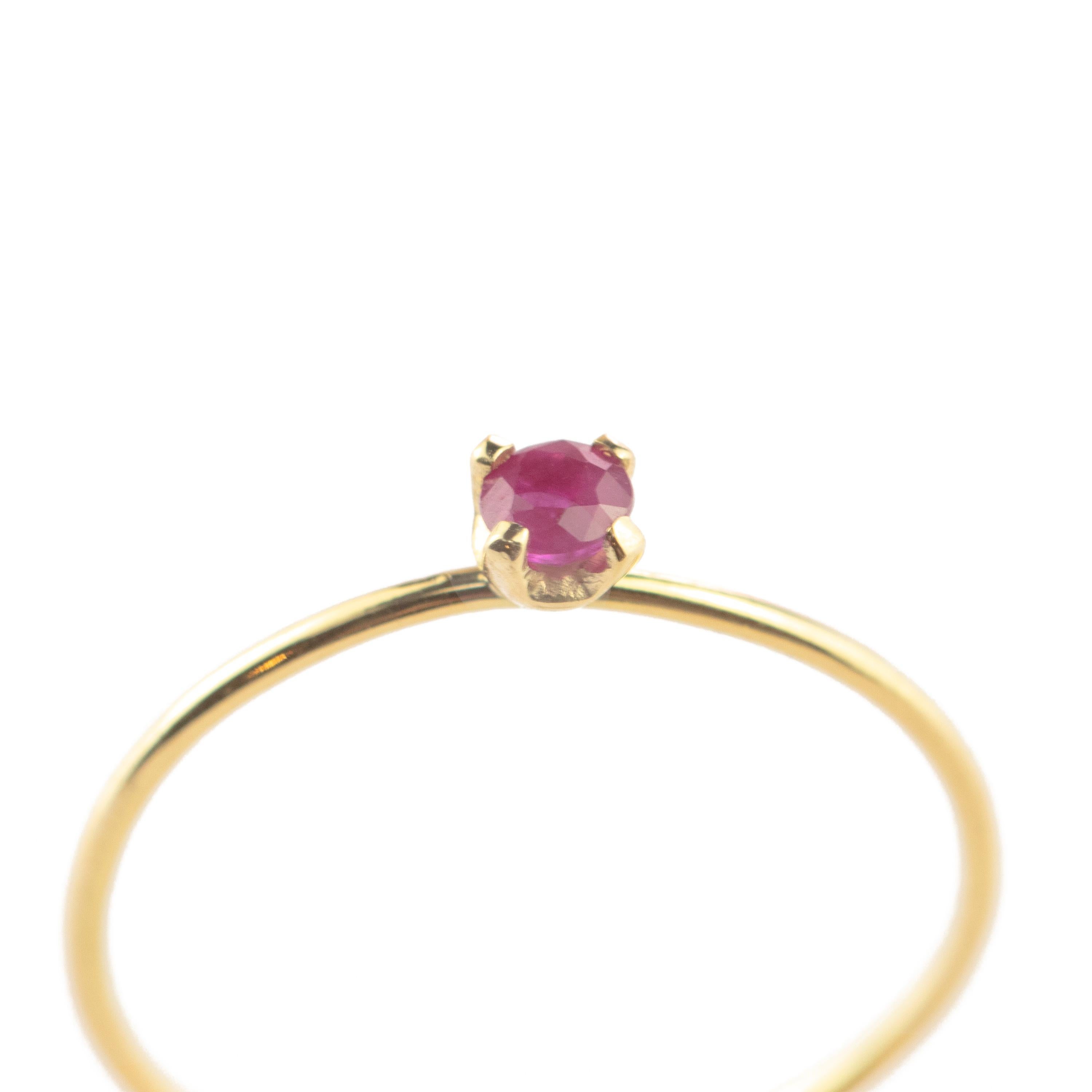 Mixed Cut Intini Jewels Ruby 18 Karat Yellow Gold Band Handmade Boho Modern Ring For Sale
